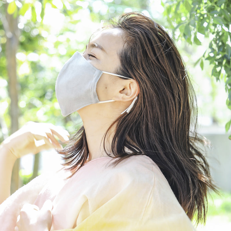 竹炭染め　大人用　日本製 オーガニックコットン 100％生地　立体型マスク(春夏向き)