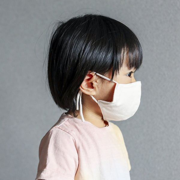 幼児～子ども用　日本製オーガニックコットン 100％　３層立体型マスク(春夏向き)　無漂白・無染色